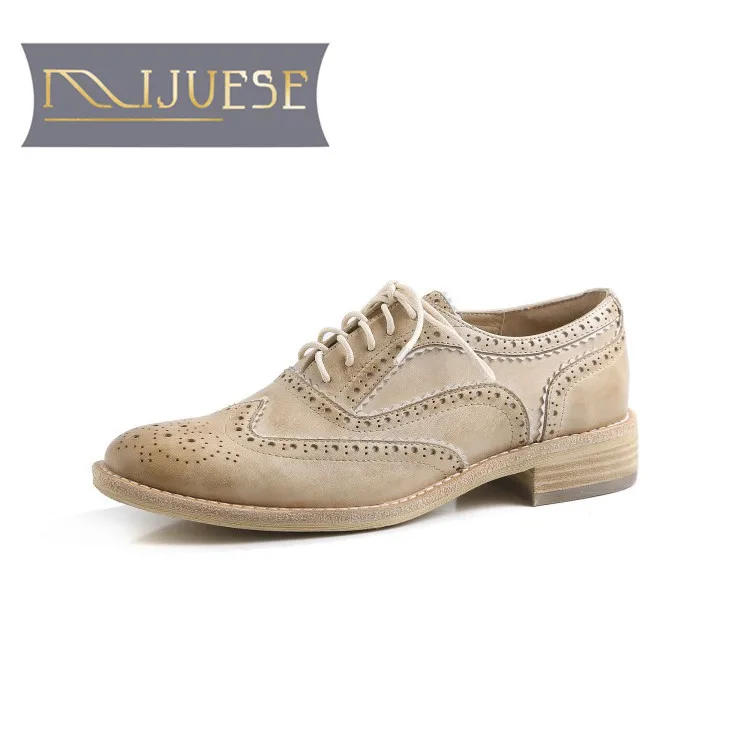 MLJUESE/женские туфли-лодочки из коровьей кожи Сезон осень-весна Обувь с перфорацией