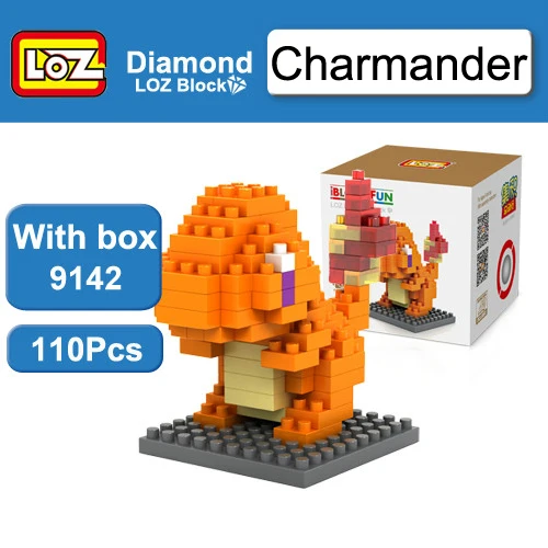 Charmander with box LoZ Блоки строительные мяч Пикачу Snorlax, чармандер, Бульбазавр Jigglypuff игрушки; фигурки героев аниме модель японский мультфильм подарок - Цвет: Charmander with box