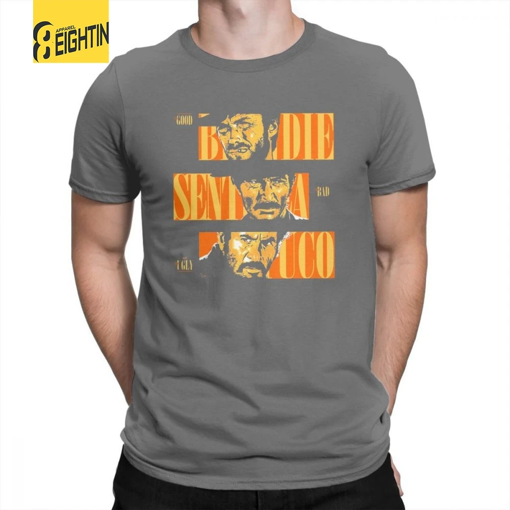 Футболка The Good The Bad And The Uglystrong Clint Eastwood, Мужские Винтажные Футболки с круглым воротником и коротким рукавом из хлопка - Цвет: Темно-серый