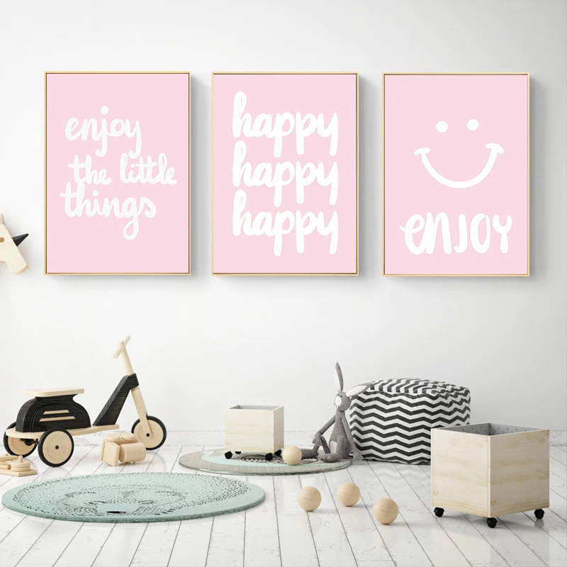 Little Baby Girl Pink Canvas Poster Life Quote Art Prints for Kids Children Nursery Wall Picture Bedroom Decor | Дом и сад