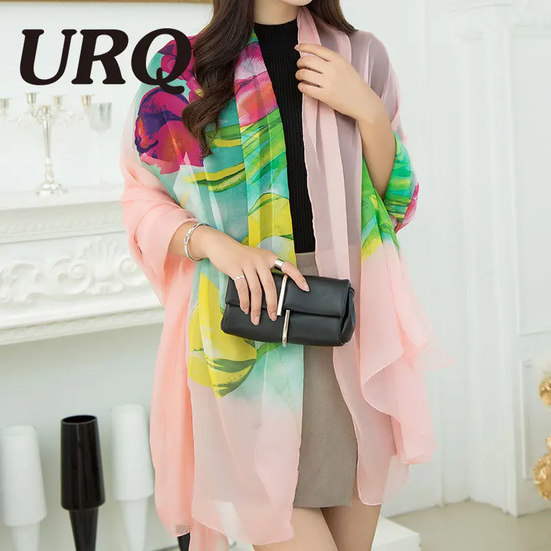 Длинный шелковый шарф для женщин большой размер саронг пляжная одежда парео Пляжное покрытие цветочный