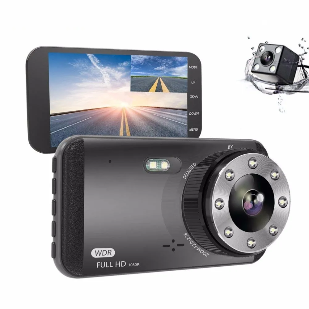 Ecartion 4 &quotАвтомобильный видеорегистратор ADAS Dash Cam две камеры Фронтальная 1080P +