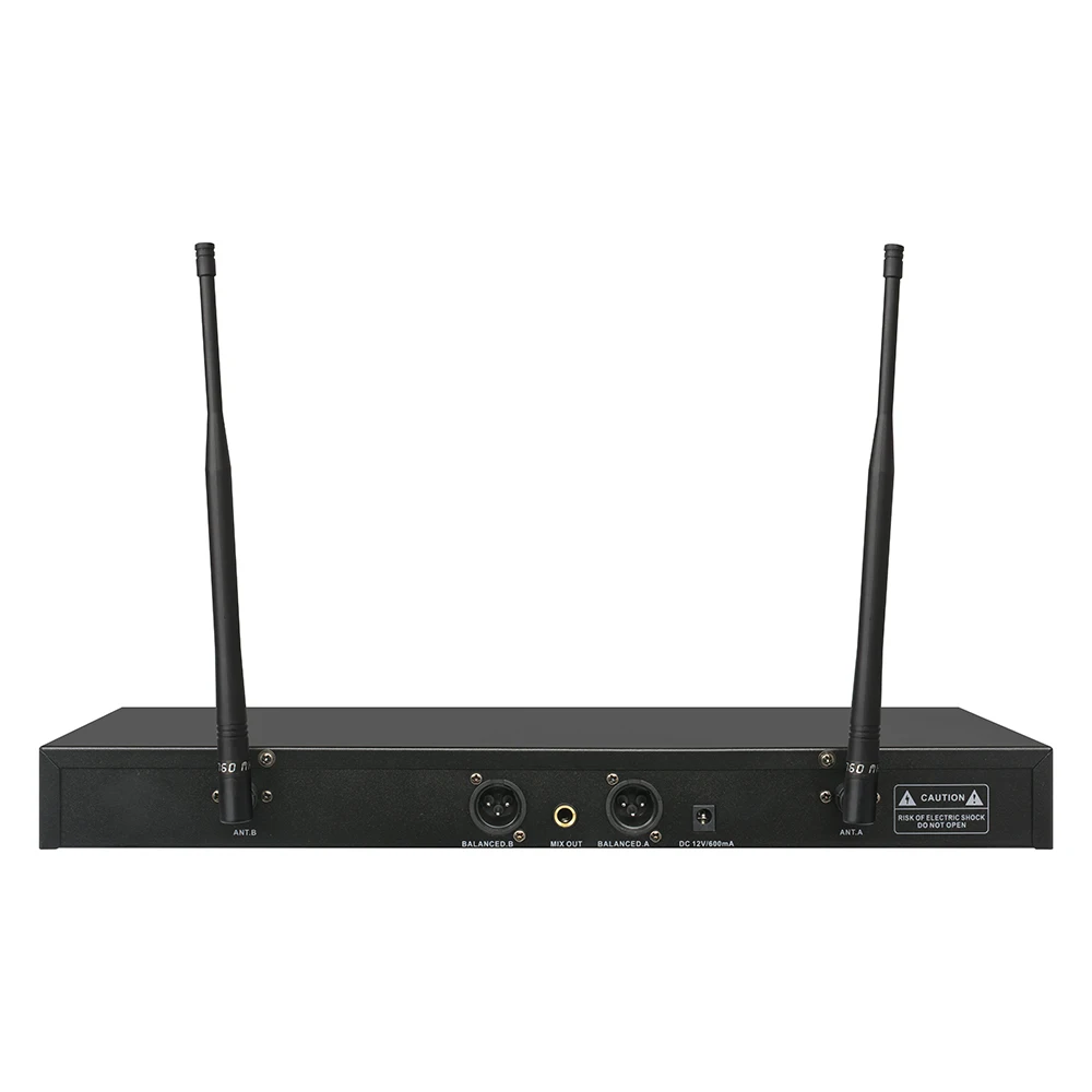 IU 412 Профессиональный 2 канала UHF Беспроводной микрофон Системы цельного металла