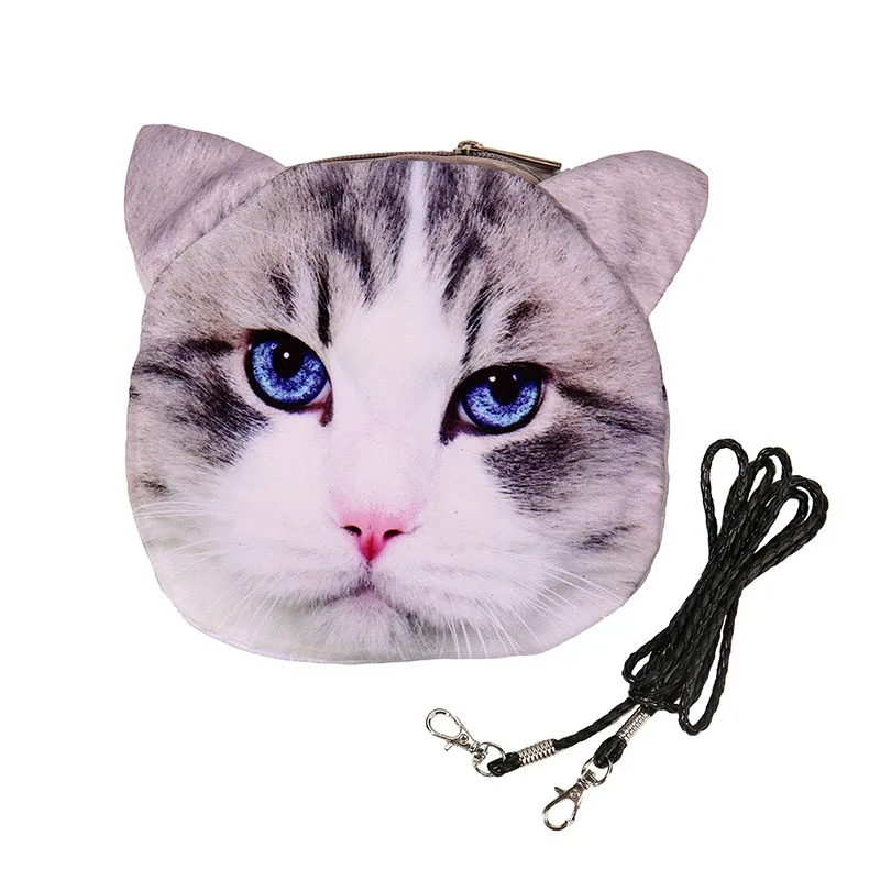 Новый милый чехол на молнии с кошачьим лицом женский кошелек/Детская сумочка для
