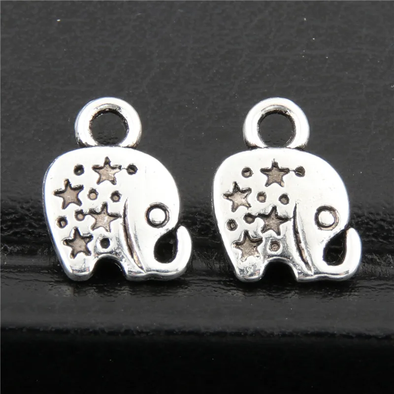 20 шт. цинковый сплав серебряный цвет мини-Слон подвески ювелирные изделия