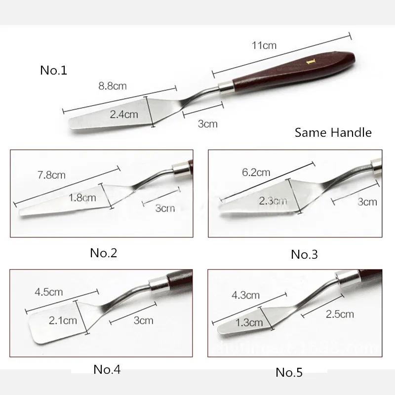 

Aomily 5pcs/Set Stainless Steel Spatula Baking Pastry Tool Mixing Scraper Pack Art Scorper Oil Scraper Painting Shovel Palette