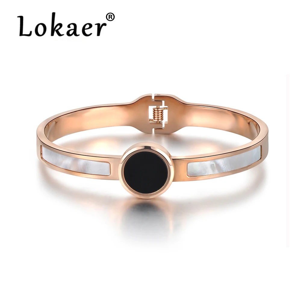 Lokaer модные титановые стальные браслеты из ракушек и браслетов Роскошные обручальные свадебный ювелирный браслет для женщин Pulseras B18041R