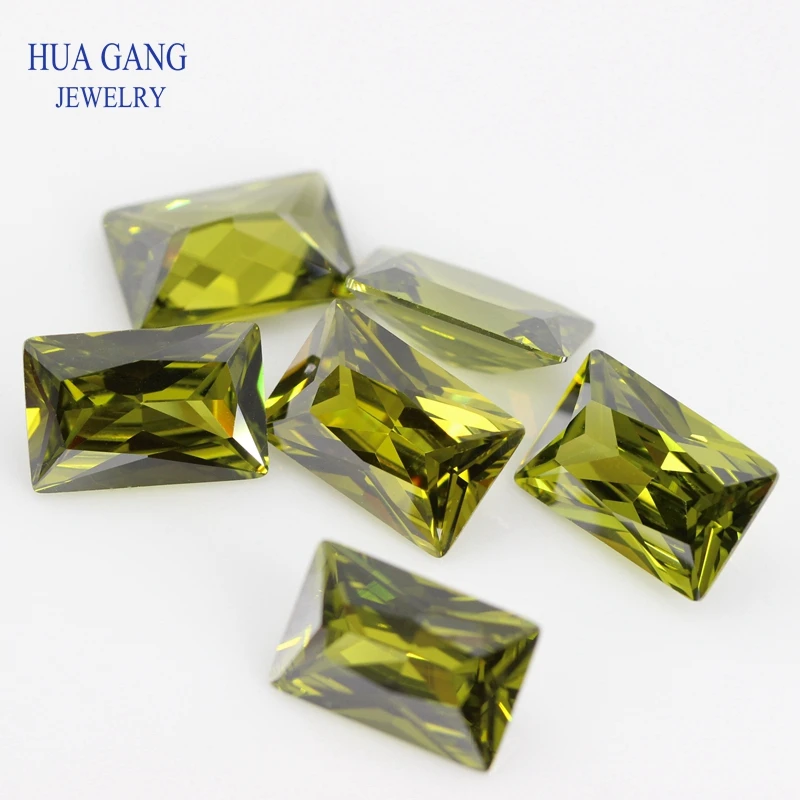Прямоугольные камни Peridot 5A искусственные с кубическим цирконием для ювелирных
