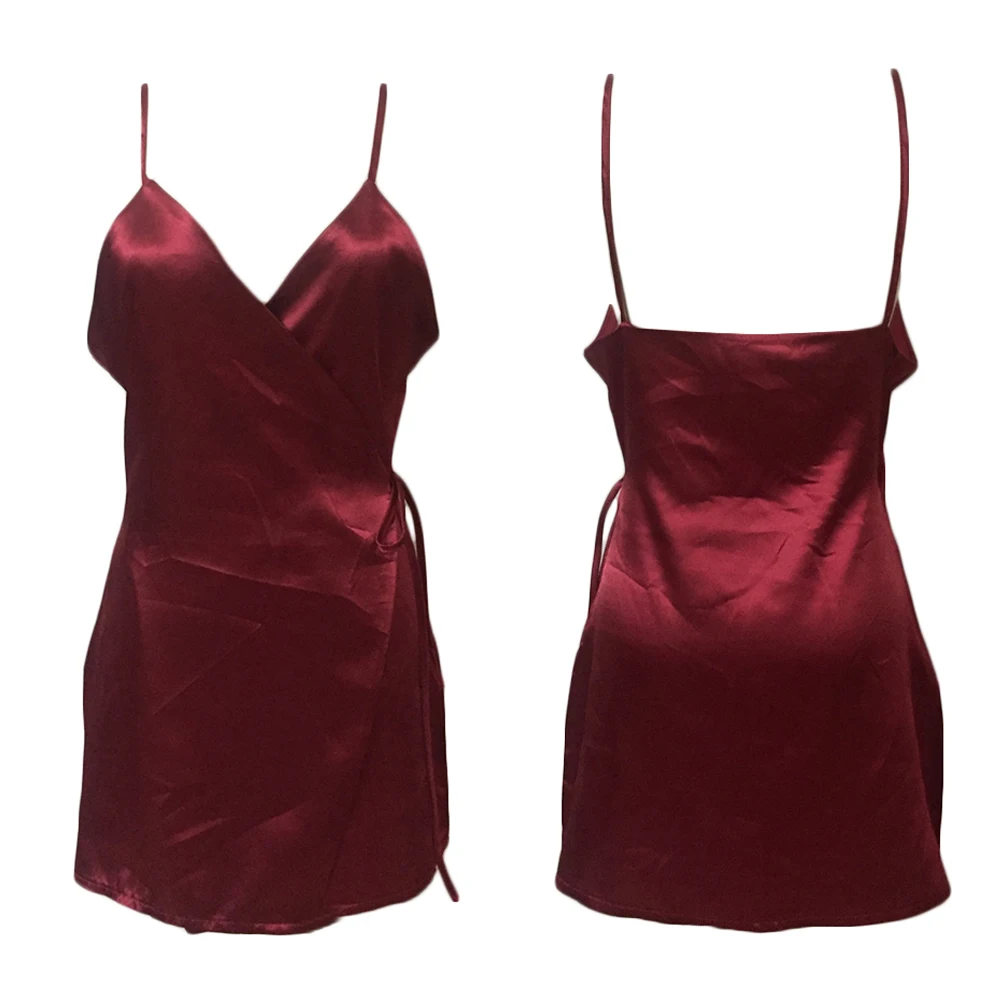 Женское сексуальное летнее платье с открытой спиной Пляжная мода вино красное v