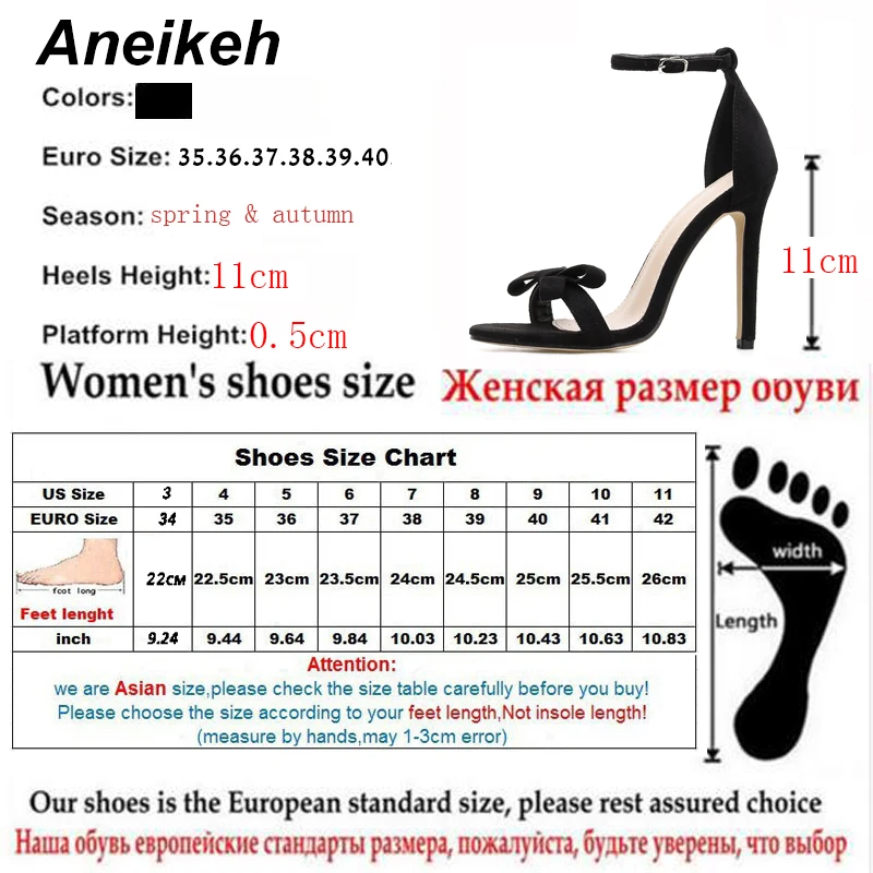 Aneikeh/Новинка; модные босоножки на тонком высоком каблуке; пикантные женские модельные сандалии-гладиаторы из искусственной замши с пряжкой и бантом; Цвет Черный