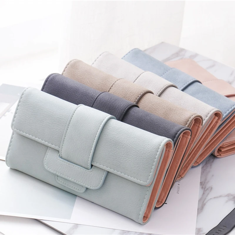 Женский кошелек Длинный с откидной крышкой тройного сложения Корейская версия