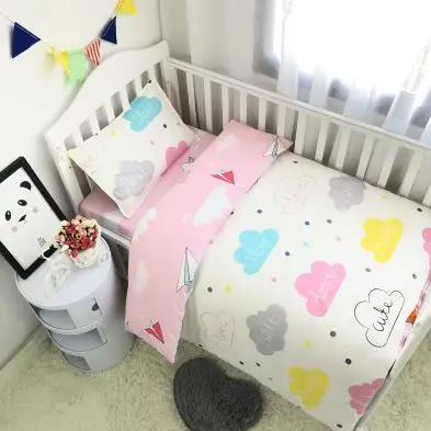 3pcs Детский комплект постельного белья из хлопка с мультяшным рисунком, детское постельное белье, пододеяльник, детская кровать, плоский лист, наволочка для новорожденного, декор детской комнаты, комплект детской кровати - Цвет: 3pcs