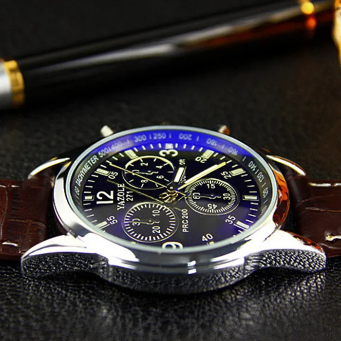 Оптовая классические деловые мужчины часы мода световой известная марка кожаный