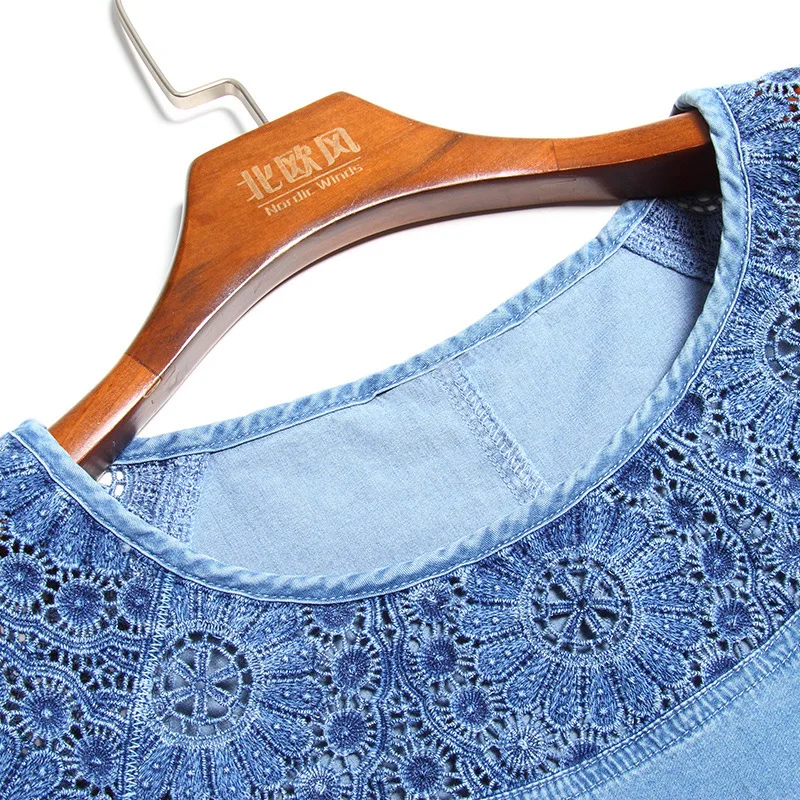 Летнее и осеннее платье большого размера с цветочной вышивкой лоскутное