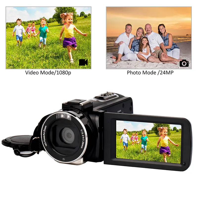 Новая Ultra HD 4K WiFi цифровая видеокамера 3,0 дюймов ips сенсорный экран 30MP 16X зум+ внешний микрофон+ широкоугольный объектив