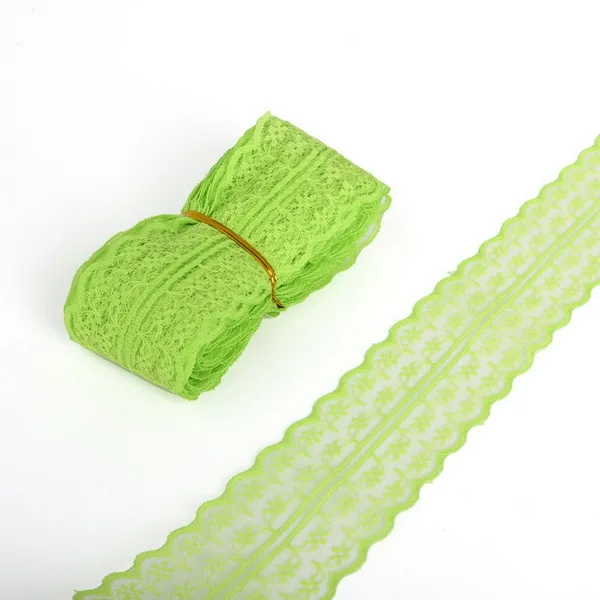 Grass Green 5 ярдов/партия, кружевная лента, 20 мм, сделай сам, вышитая сетка, кружевная отделка для свадебного украшения, подарочная упаковка, сделай сам, швейная юбка, аксессуары - Цвет: Grass Green