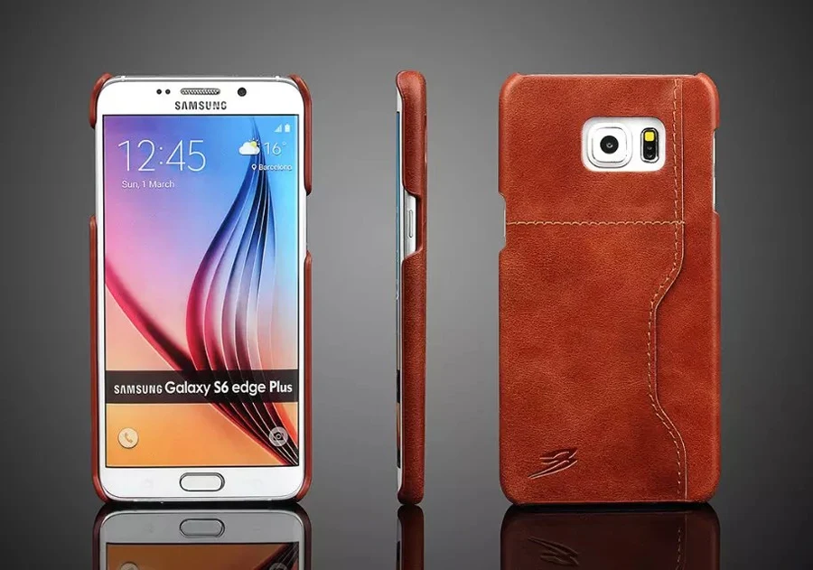 Новый чехол накладка из 100% натуральной кожи для Samsung Galaxy S6 Edge Plus брендовый