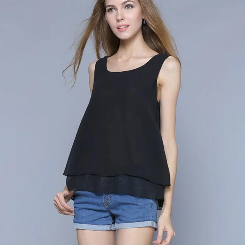 Женская шифоновая блузка свободного покроя повседневный однотонный топ на