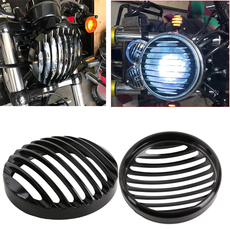 

5,75 ''5 3/4 CNC светодиодная фара Гриль Крышка для Sportster XL 883 Железный 1200 04-14 пользовательский XL 1200C 1200 мотоцикл