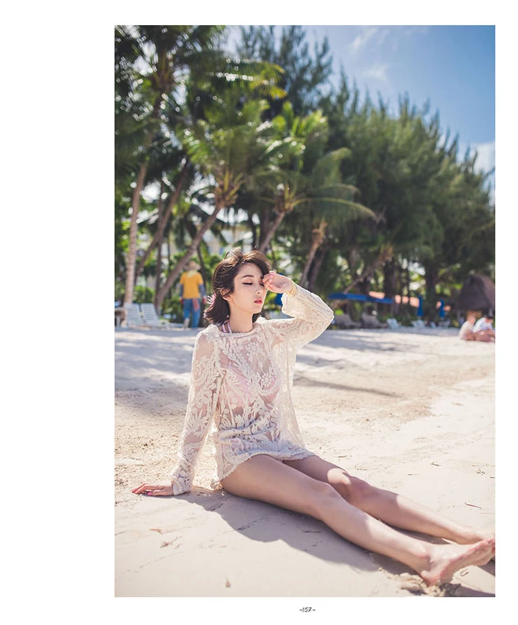 Женская прозрачная блузка в богемном стиле свободная пляжная с длинным рукавом и