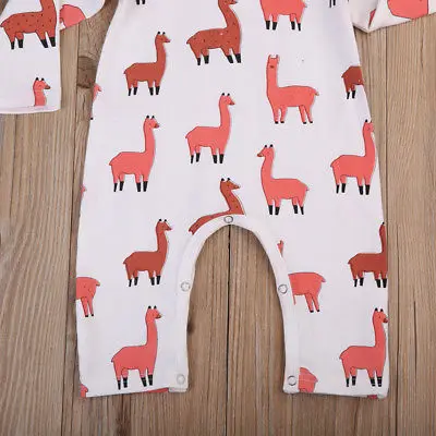 Милый комбинезон с альпакой для новорожденных девочек и мальчиков одежда наряд