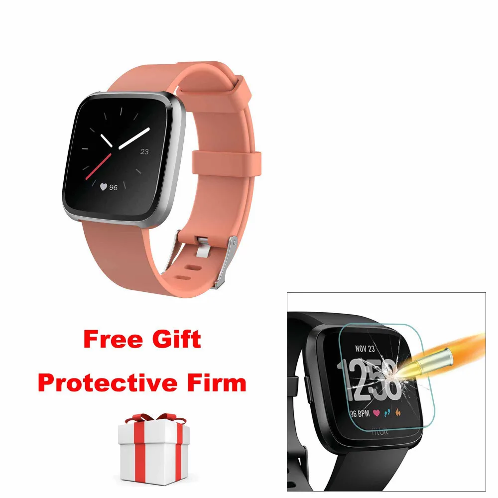 Peach Duszake Replacement Strap For Fitbit Versa/Versa Lite Band Soft Silicone Waterproof Wrist Bracelet Strap For Fitbit Versa Band - Цвет: Peach