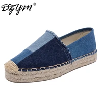 dzym spring summer new classic canvas espadrille women platform flats washed denim loafers mixed color sewing zapatos mujer