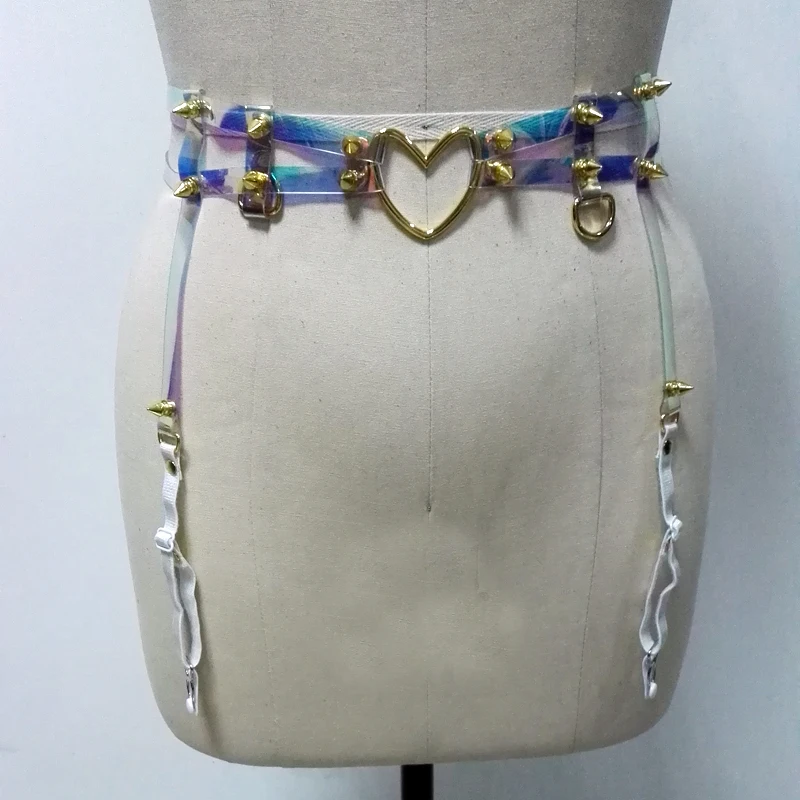 Пояс подвязка ручной работы из ПВХ с 4 лямками в готическом стиле|harness belt|choker braspike
