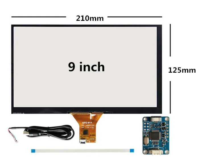 full set 9 дюймов 210 мм* 125 мм Raspberry Pi планшетный ПК навигационный емкостный сенсорный дигитайзер Сенсорная панель стеклянная USB плата драйвера - Цвет: full set