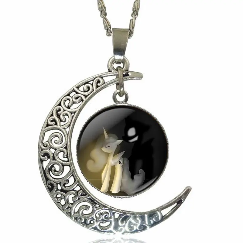 Инь Ян лошадь серебряный цвет стекло кабошон с выдалбливают подвеска в форме