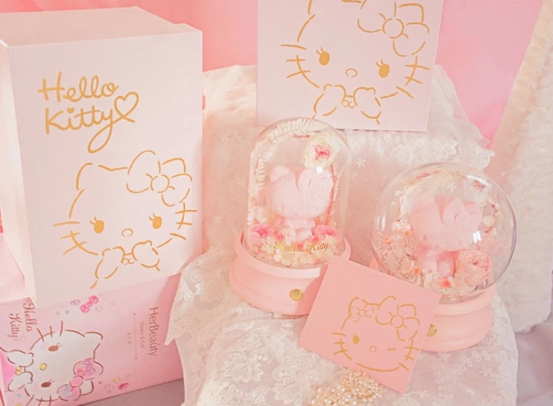 Японский hello kitty Presrved свежий цветок Bluetooth беспроводной динамик розовый в любовь музыкальная шкатулка Ночник светильник подарок на день рождения