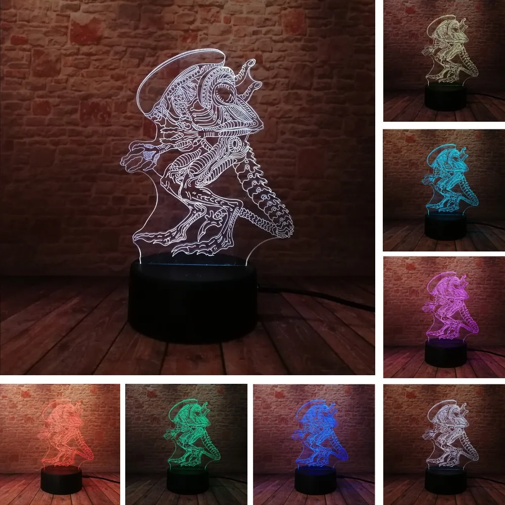 Amroe Luminaria 3D странные инопланетяне Монстр 7 цветов градиентное настроение ночник