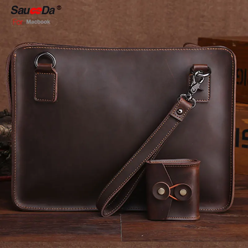 sauceda For macbook pro 13 case Genuine Leather cover for air 11 13.3&quot 15 laptop with pouch airpods Headphones | Компьютеры и офис