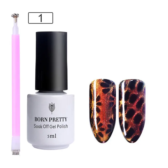 1 with RoseRed Stick Born pretty, хамелеон 3D кошачий глаз УФ-гель для ногтей Магнитный замачивающийся Гель-лак УФ-гель лак магнитная доска 5 мл - Цвет: 1 with RoseRed Stick