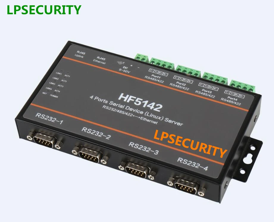 Сервер преобразователя HF5142B с 4 портами серии на enthernet RS232 RS485 RS422 на RJ45(linux)