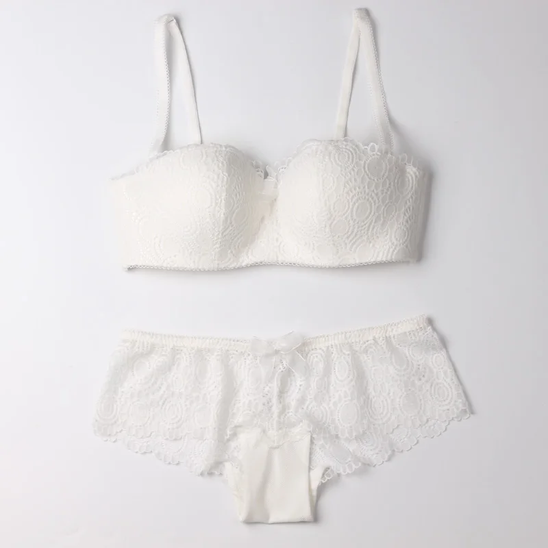 Бесшовный комплект с кружевным бюстгальтером без косточек женское нижнее белье