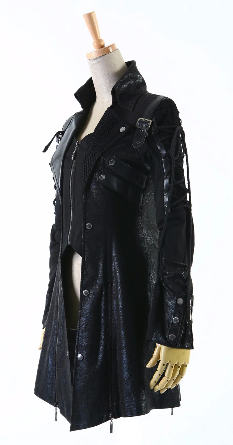 Стимпанк Военная Униформа Осень Зима Панк куртка Модные Повседневные Пальто Готический Ретро Стиль искусственная кожа длинные пальто для мужчин