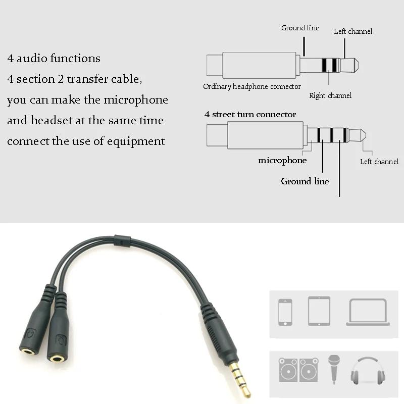 Eustak женский и мужской аудио линия наушников преобразователь Аудио кабель