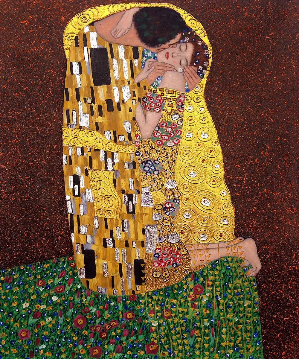 

Famous Abstract Wall Art Painting The Kiss by Gustav Klimt Oil Painting on Canvas for Living Room Home Decor Hand Painted