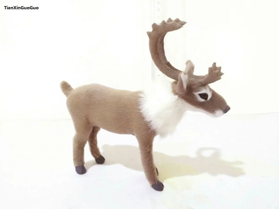 

about 18x17cm simulation gray deer hard model plastic&furs reindeer prop,home decoration toy gift s1531