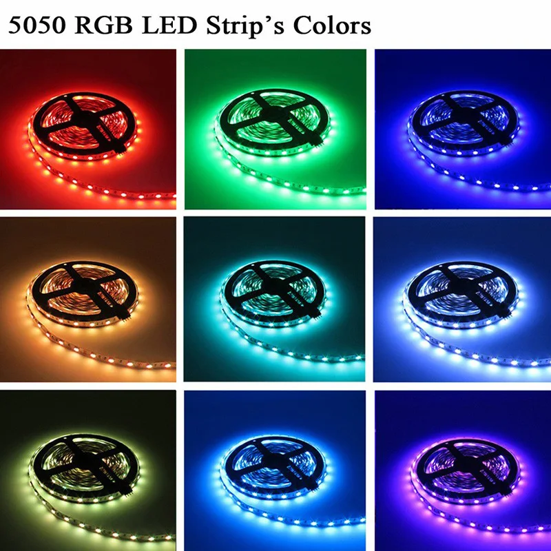 Светодиодный светильник RGB 5050 SMD 2835 гибкая лента fita светодиодный светильник RGB 5 м 10 м 15 М лента диод DC 12 В+ пульт дистанционного управления+ адаптер