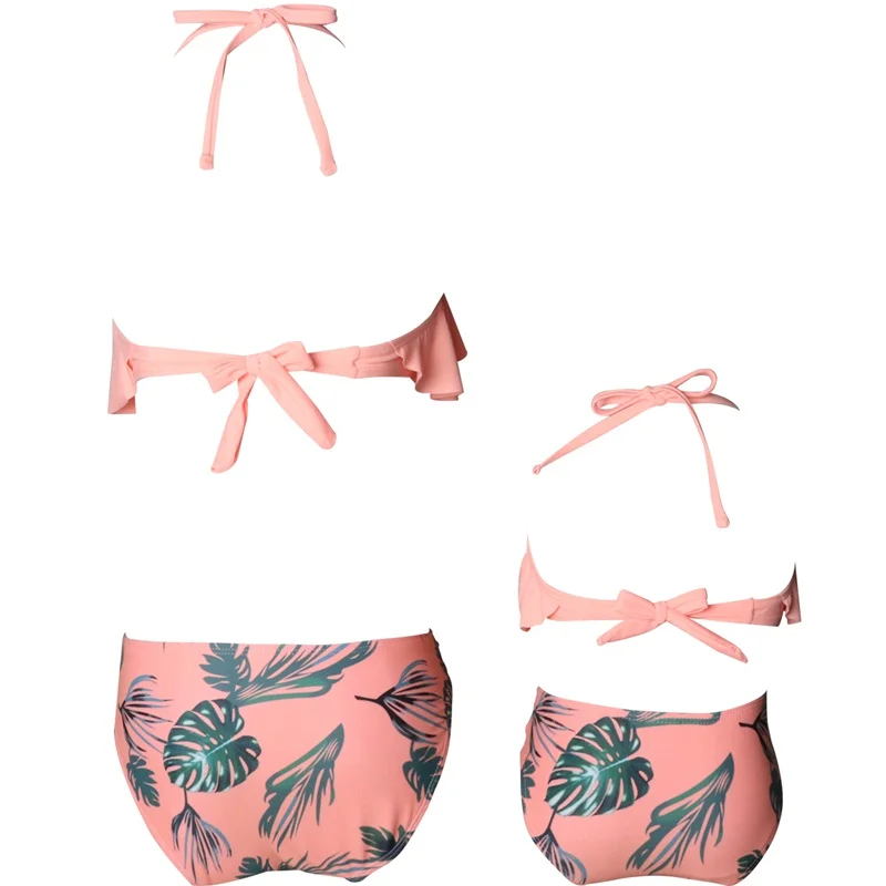 Купальный костюм для мамы и дочки купальный ребенка бикини с гофрированным