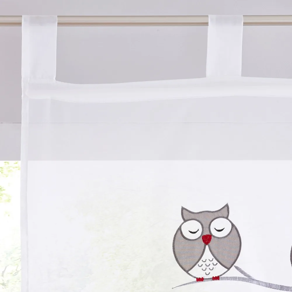 Прозрачные шторы ISINOTEX для окон тканевые занавески с вышивкой совы