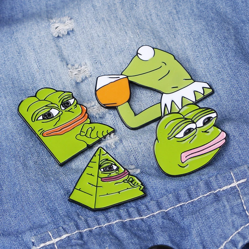 Новая мода Sad Pepe брошь с дизайном лягушка дикая из сплава животных зеленый значок