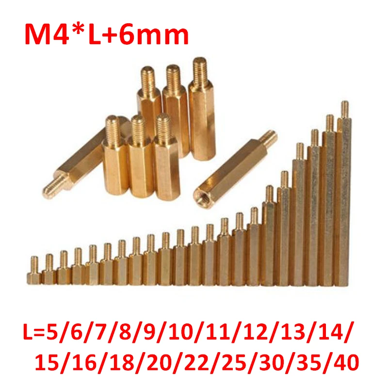 M4 * L + 6 мм Шестигранная латунная стойка разделитель мужской женский шестигранный
