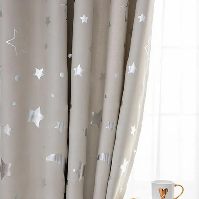 Beige Cloth Мультяшный лунный занавес с большими звездами для детской комнаты, затемненный занавес, драпировка, изоляция, окно, спальня, штора, на заказ, X566#30 - Цвет: Beige Cloth