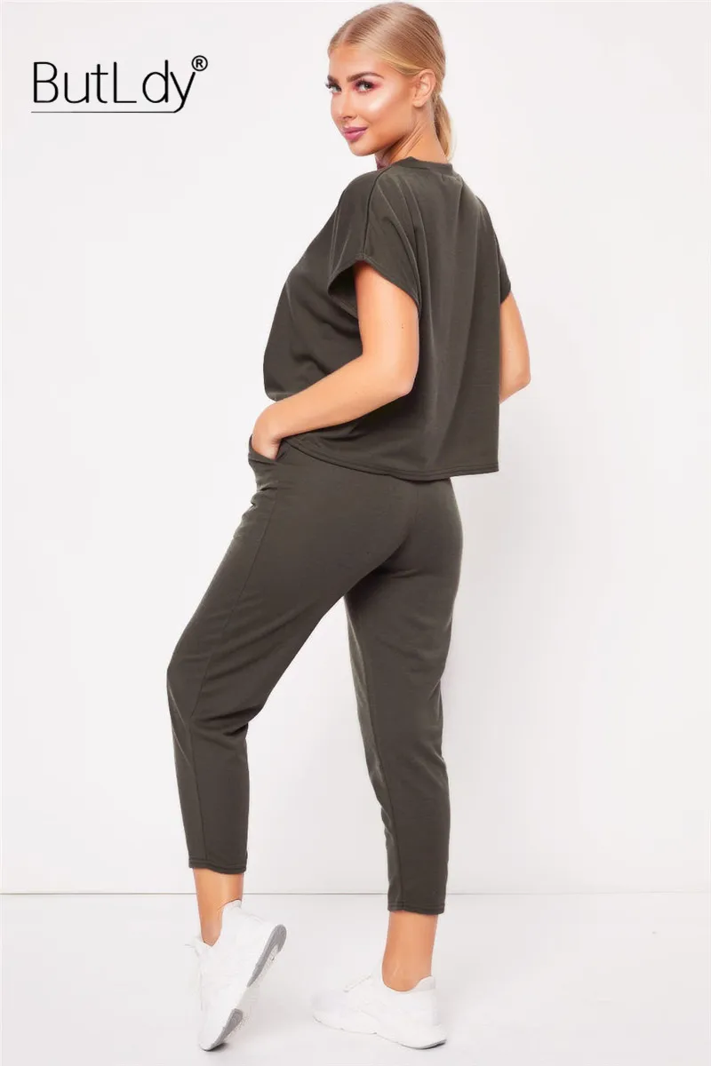 Женский комплект из двух предметов 2019 летний Повседневный Спортивный костюм с