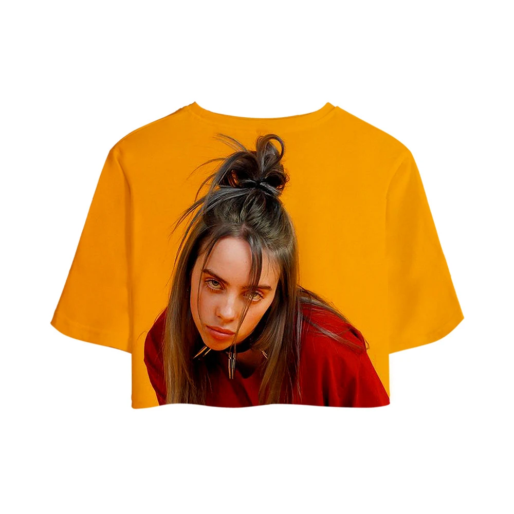Певица Билли эйлиш Новая мода Топ девушка высокое качество футболка короткая футболка женская Билли эйлиш повседневная сексуальная Распродажа одежды рубашка