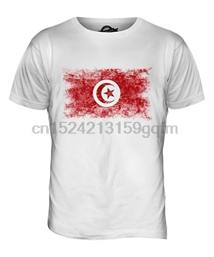 Принт Tunisia Distressed Flag Мужская Женская и футболка|Мужские футболки| |