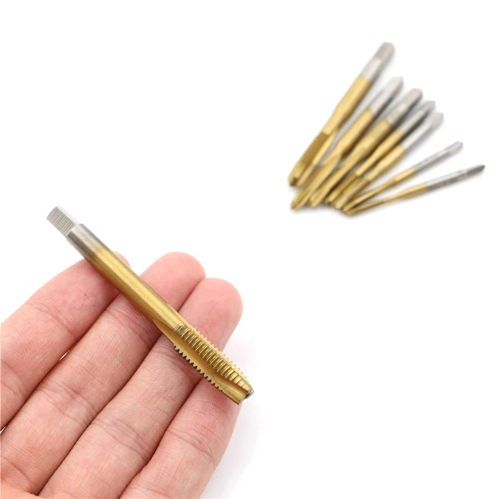 Herramientas de mano de titanio coaxial, Punta espiral, flauta recta, tornillo métrico mecánico, máquina de roscas M2/M2.5/M3/M3.5/M4/M5/M6/M8